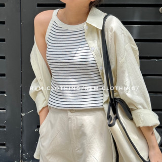 Áo thun len cổ yếm sọc REM.Clothing