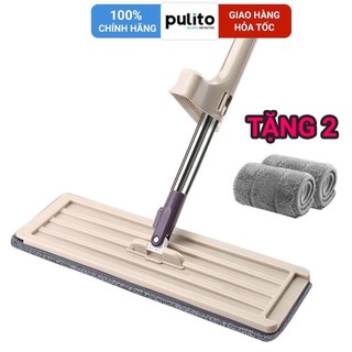 Cây chổi lau chùi nhà, vệ sinh nhà cửa tự vắt thông minh siêu sạch với đầu xoay 360 độ tặng kèm 2 bông lau