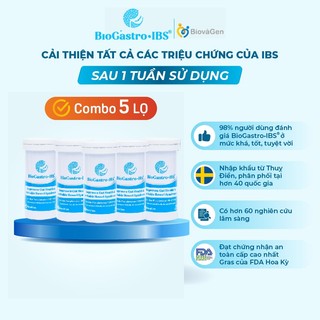 Combo 5 men vi sinh BioGastro • IBS Thụy Điển dùng cho Viêm Đại Tràng co thắt, Táo bón, Tiêu chảy hộp 30 viên nang