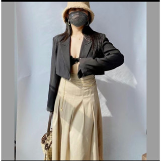 Áo Khoác Vest Dáng Lửng Croptop Trẻ Trung Tôn Dáng Chất Vải Chéo Xịn Có Đệm Cầu Vai (A3)