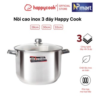 NỒI INOX 3 ĐÁY HAPPY COOK  SIZE 28, 30, 32CM  NC-28G -30G -32G - SỬ DỤNG BẾP TỪ