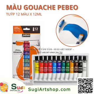 Bộ Màu Gouache pebeo ,Màu gouache Pebeo studio set 12 x 12ml