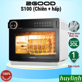 Nồi chiên không dầu hấp hơi nước siêu nhiệt 2Good S100 - Dung tích 20 lít - 1800W - Tặng bao tay