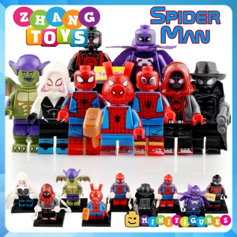 Đồ chơi Xếp hình Spider-Man gồm Miles Morales - Spider Gwen - Prowler - Green Goblin - Noir Minifigures Wm wm6052
