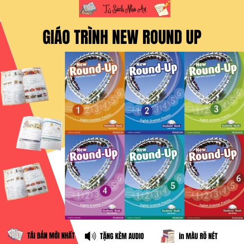 Sách - New Round Up 7 level in màu chất lượng + file audio+đáp án