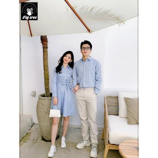 Set sơ mi váy đôi figtree caro xanh siêu dễ thương mã 147a