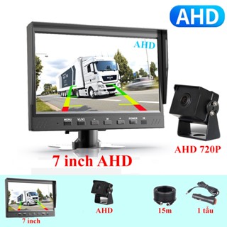 Bộ camera lùi xe tải, điện 12 - 24V, Màn hình 7 inch AHD, camera lùi AHD 720P HN07
