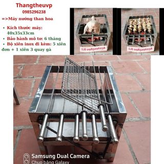 Máy nướng thịt bếp nướng than hoa ngoài trời tặng kèm 5 xiên đơn 1 xiên 3 inox