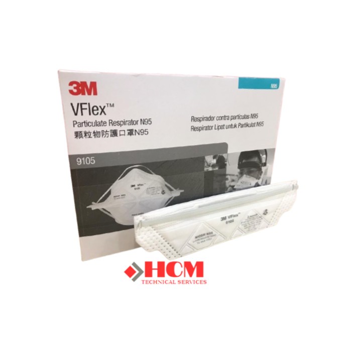 50 cái (1 hộp) 3M VFLEX 9105 KHẨU TRANG N95 Khẩu trang kháng khuẩn, virus chuẩn N95 Bảo vệ hô hấp