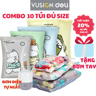 Combo 10 Túi Hút Chân Không Quần Áo Chăn Màn Đủ Size Deli Chống Ẩm Mốc Bảo Quản Quần Áo, Siêu Dai Tái Sử Dụng
