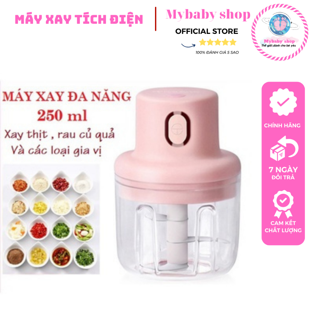 Máy Xay Tỏi Ớt Đa Năng Thể Tích 250ml - Máy Xay Mini Cầm Tay Có Cổng Sạc Usb