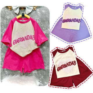 M06 Bộ 3158 tay ngắn cotton khô in [ E.V.E.R ] Chiều dài áo 70cm