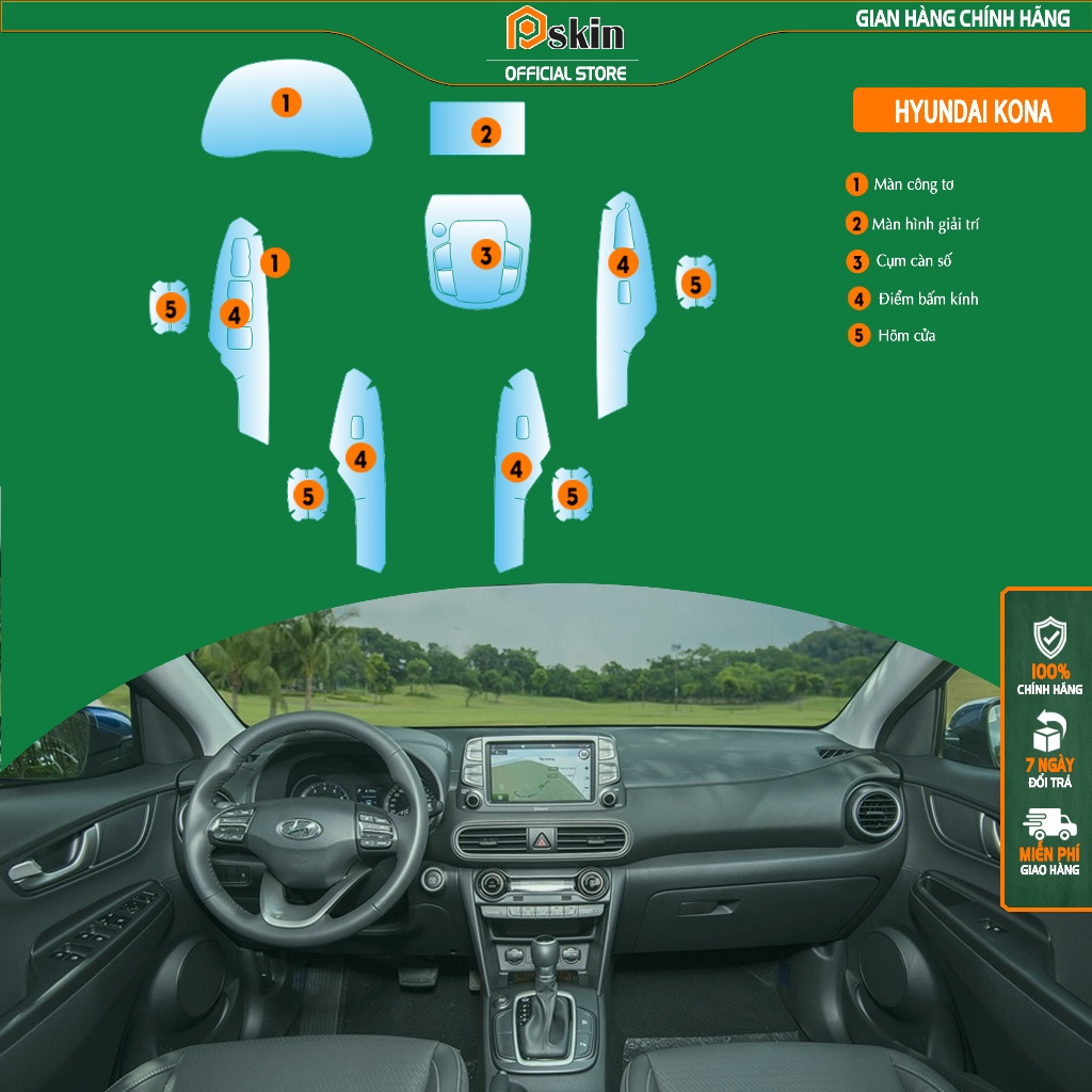 [ Hyundai Kona ] Dán PPF trong suốt bảo vệ nội thất xe Hyundai Kona