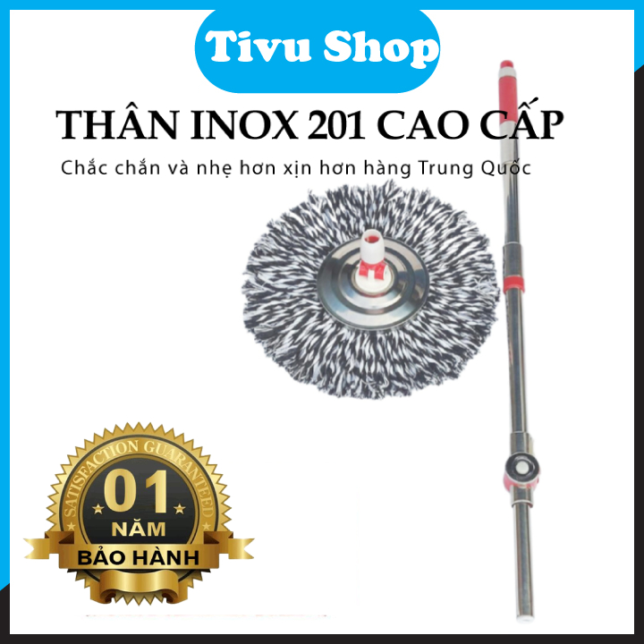 Cây Lau Nhà Thái Xoay Siêu Siêu Nhẹ 360 độ, cây lau tự vắt thông minh, Hàng Cao Cấp loại tốt,Cây và Mâm INOX Cao Cấp