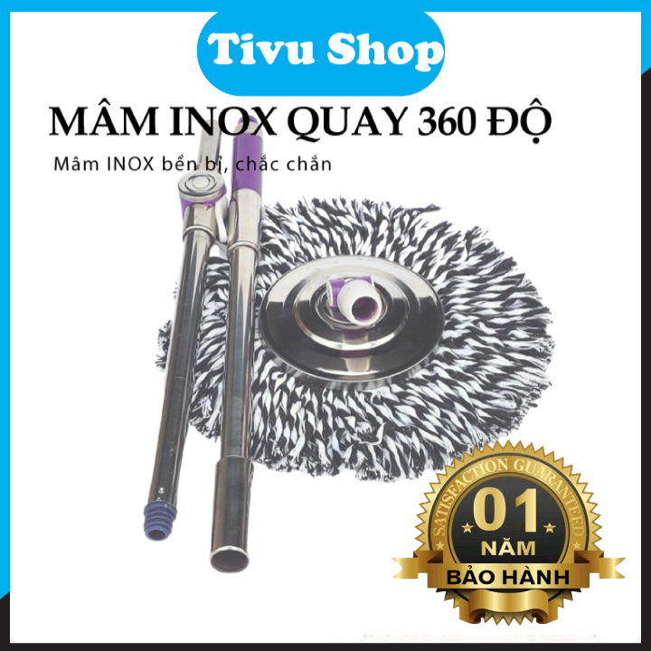 Cây Lau Nhà Thái Xoay Siêu Siêu Nhẹ 360 độ, cây lau tự vắt thông minh, Hàng Cao Cấp loại tốt,Cây và Mâm INOX Cao Cấp