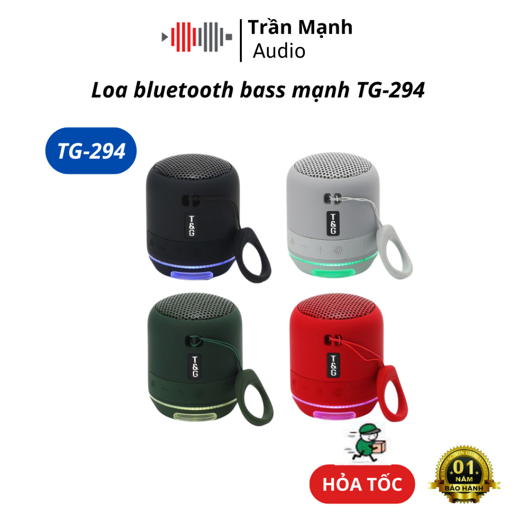Loa bluetooth bass mạnh TG-294 - Loa mini có mic, thiết kế nhỏ gọn, hỗ trợ thẻ nhớ TF USB AUX kêt nối laptop PC