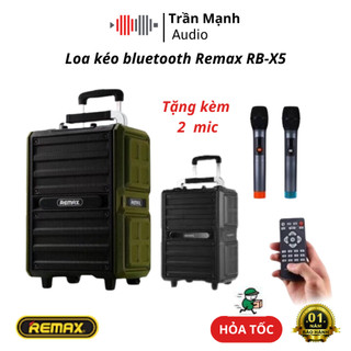 Loa kéo karaoke Remax RB-X5 - Loa bluetooth tặng kèm 2 mic, thiết kế bắt mắt dễ dàng di chuyển, âm thanh to, mạnh mẽ