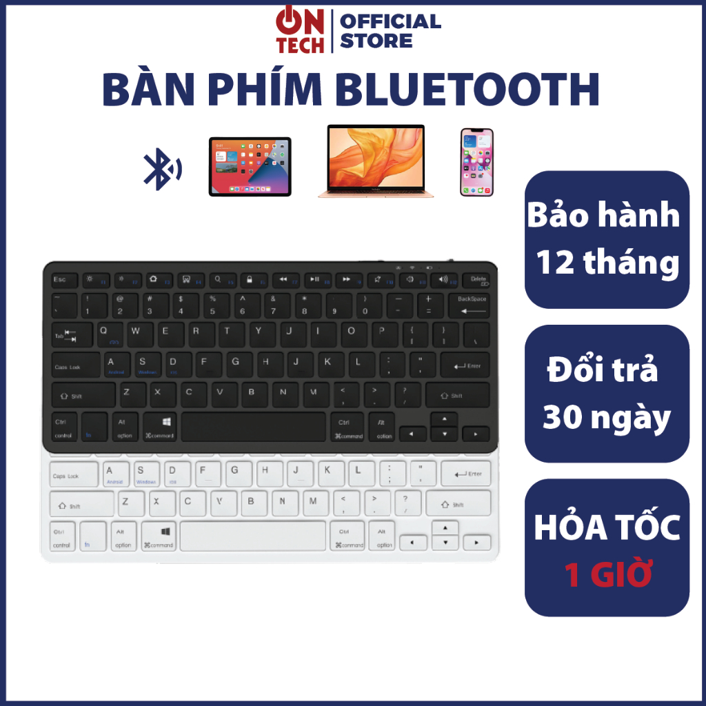 Bàn Phím Bluetooth Không Dây Cho Điện Thoại Máy Tính Bảng Laptop US281 Dùng Pin Sạc Chống Bám Vân Tay Chống Trượt