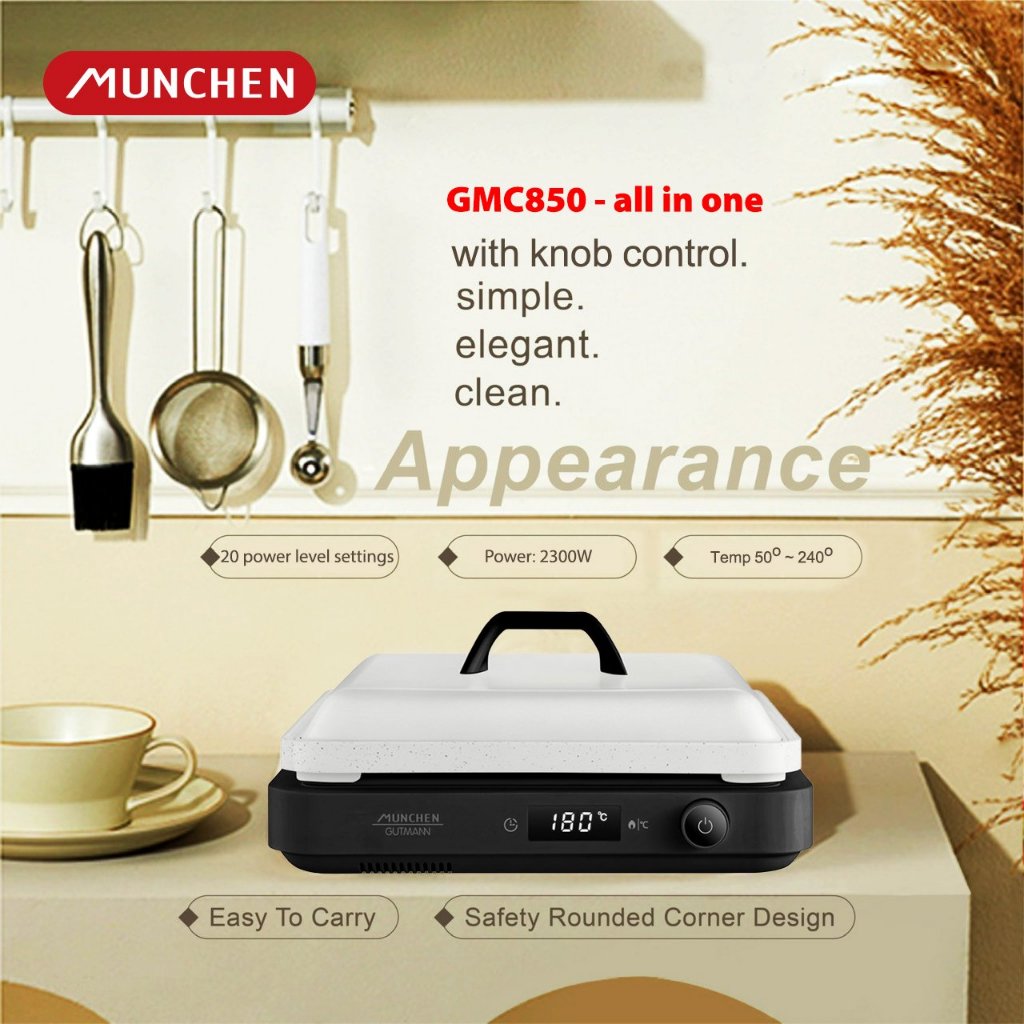 Bếp Từ Đa Năng Munchen GMC850 - Kích thước 308x320x56mm, Công suất 2300W