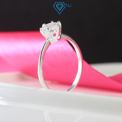 Nhẫn nữ cao cấp viền trơn ổ đá vương miện 6ly đơn giản khắc tên miễn phí NN0437 - Trang Sức TNJ