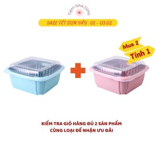 [XẢ HÀNG -THANH LÍ] Bộ Thau Rổ Có Nắp Bảo Quản Thực Phẩm [CHỌN MÀU] Hộp Nhựa Vuông Đựng Hoa Quả Để Tủ Lạnh NC5011 🌻