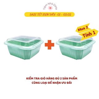 🌻 Bộ Thau Rổ Nhựa Có Nắp Để Thực Phẩm Tủ Lạnh [Combo 2 bộ TO] Hộp Nhựa Vuông Bảo Quản Đồ Ăn Để Tủ Lạnh 🌻