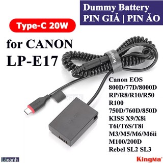 Dummy type-c canon lp-e17 | pin giả pin ảo pin dummy battery canon m3 m5 750d 760d 8000d 200d dc coupler dummy lpe17 e17