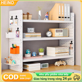 HEINO kệ sách để bàn Bàn Học Bàn Làm Việc Kệ Để Đồ Kệ Sách có giá để đồ để bàn nhiều lớp rèn sắt kệ Có lỗ bảng