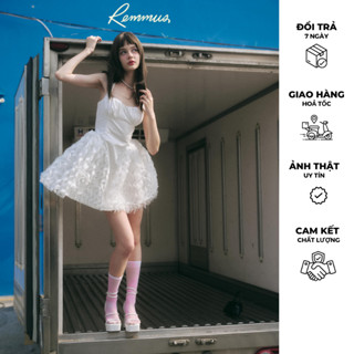 Remmus - Rosie Dress | Đầm tafta phối 3D lưới hoa gợn sóng bồng bềnh cho nữ