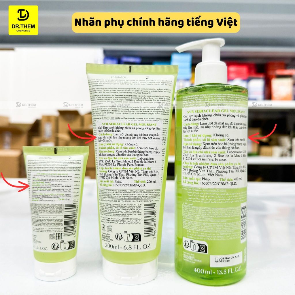 Sữa Rửa Mặt SVR Cho Da Dầu Mụn - SVR Sebiaclear Gel Moussant 55ml-200ml-400ml Loại Bỏ Tế Bào Da Chết SRM- Dr Thêm