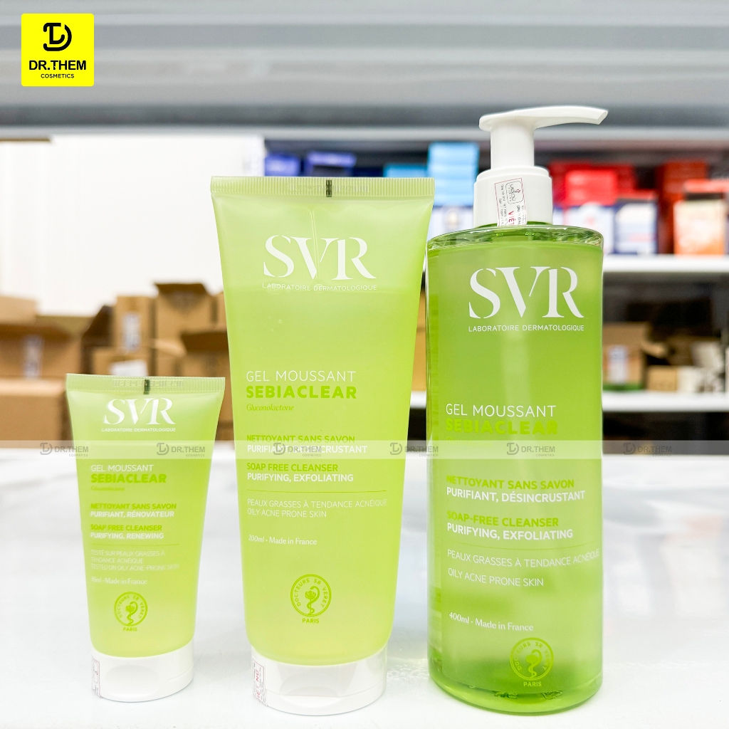 Sữa Rửa Mặt SVR Cho Da Dầu Mụn - SVR Sebiaclear Gel Moussant 55ml-200ml-400ml Loại Bỏ Tế Bào Da Chết SRM- Dr Thêm