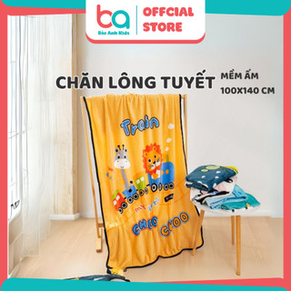 Chăn cho bé đi học, chăn tuyết nhung cho bé hình ngộ nghĩnh chất tuyết nỉ nhung mềm mịn , an toàn cho bé KT 1m x 1m4