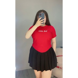 Áo thun babytee thêu chữ em bé nữ bigsize