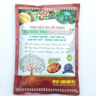 Phân bón hữu cơ vi sinh Trichoderma Bacilius  gói 1kg,nấm đối kháng, tăng lực cho cây trồng.