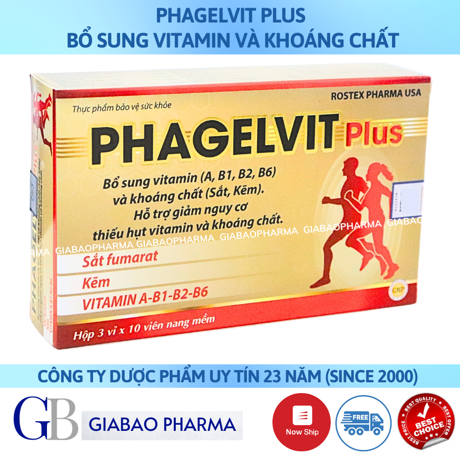 Viên uống Phagelvit Plus bổ sung vitamin và khoáng chất (Hộp 30 viên)