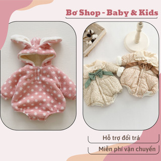 Body phao trần bông cho bé gái mùa đông, body dài tay cho bé mặc mùa đông