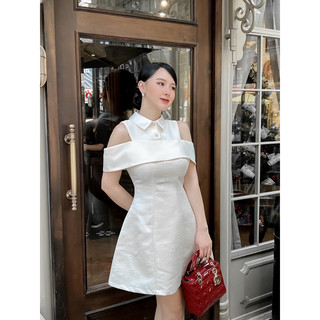 VÁY TAFTA GẤM PHỐI CỔ SƠ MI CUT OUT VAI FORM A DỰ TIỆC (V103) {YAME BY THUY TRAN}