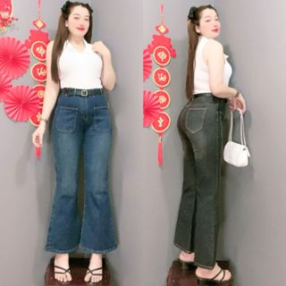 Quần jean bigsize Ống Loe Lưng Cao Co Giãn Tôn Dáng Basic quần bò nữ ống đứng rộng suông LOE sang chảnh hottrend Q501