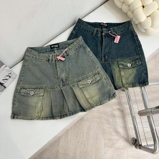 THE QUAO - Chân Váy Xếp Ly Lưng Cao Túi Hộp Hài Màu R2201_307