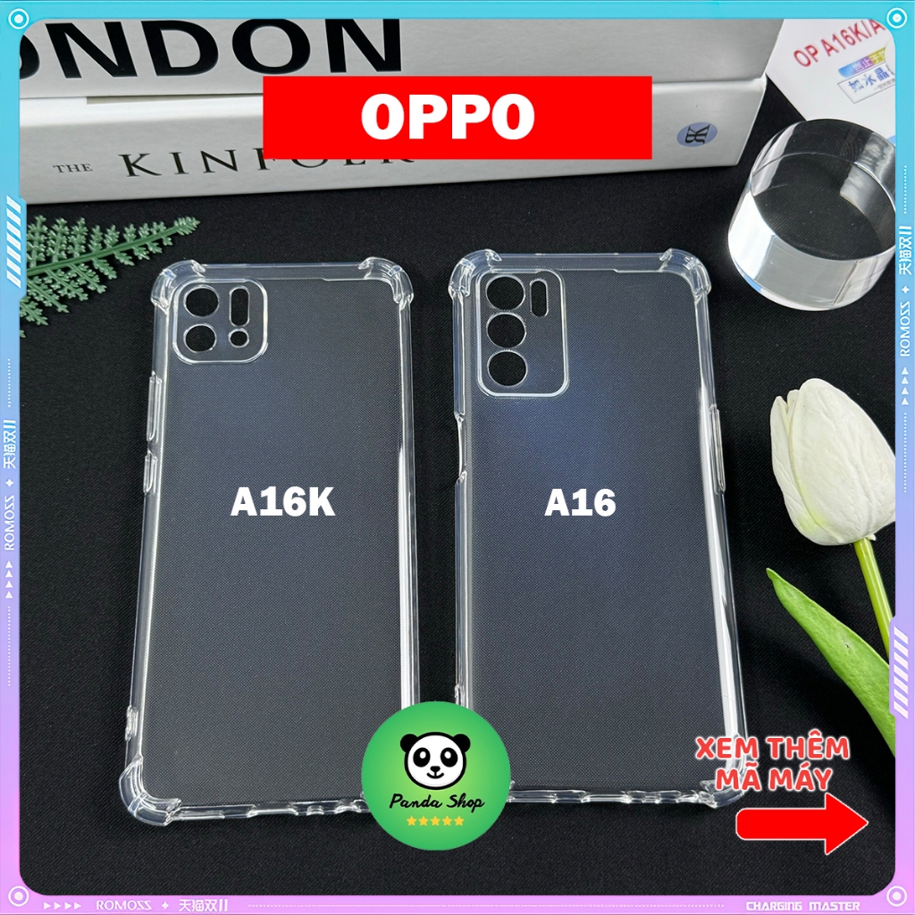 Ốp Oppo A16 / A16K Bảo Vệ Cam, Chống Sốc, Trong Suốt, Silicon