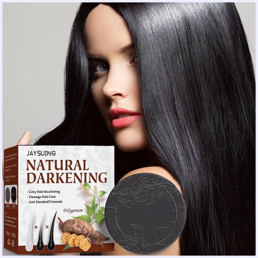 Xà Phòng Thảo Dược Phủ Bạc JAYSUING, Xà Bông Thảo Dược Đen Tóc Tự Nhiên, Bóng Mượt| Moska Shop