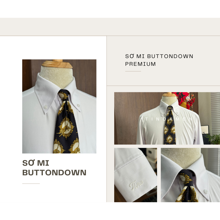 [Sơ mi] Áo sơ mi cổ Button-Down chất liệu Bamboo Nano cao cấp