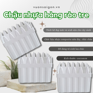 (Combo 5) Chậu nhựa hàng rào (11x11x9cm) xinh xắn, trồng cây để bàn, trồng sen đá (Vườn Sài Gòn)