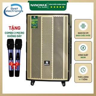 Loa kéo karaoke công suất lớn 960w | bluetooth nanomax sk-1802 bass 5 tấc | thùng gỗ tặng 2 micro