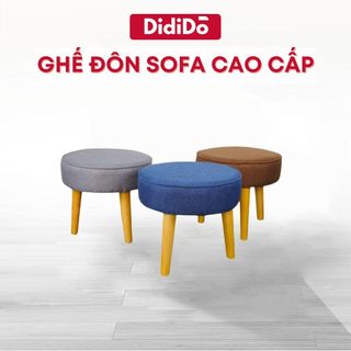 Ghế đôn sofa cao cấp, đôn gác chân tròn, đôn chân gỗ bọc vải oxford 600d