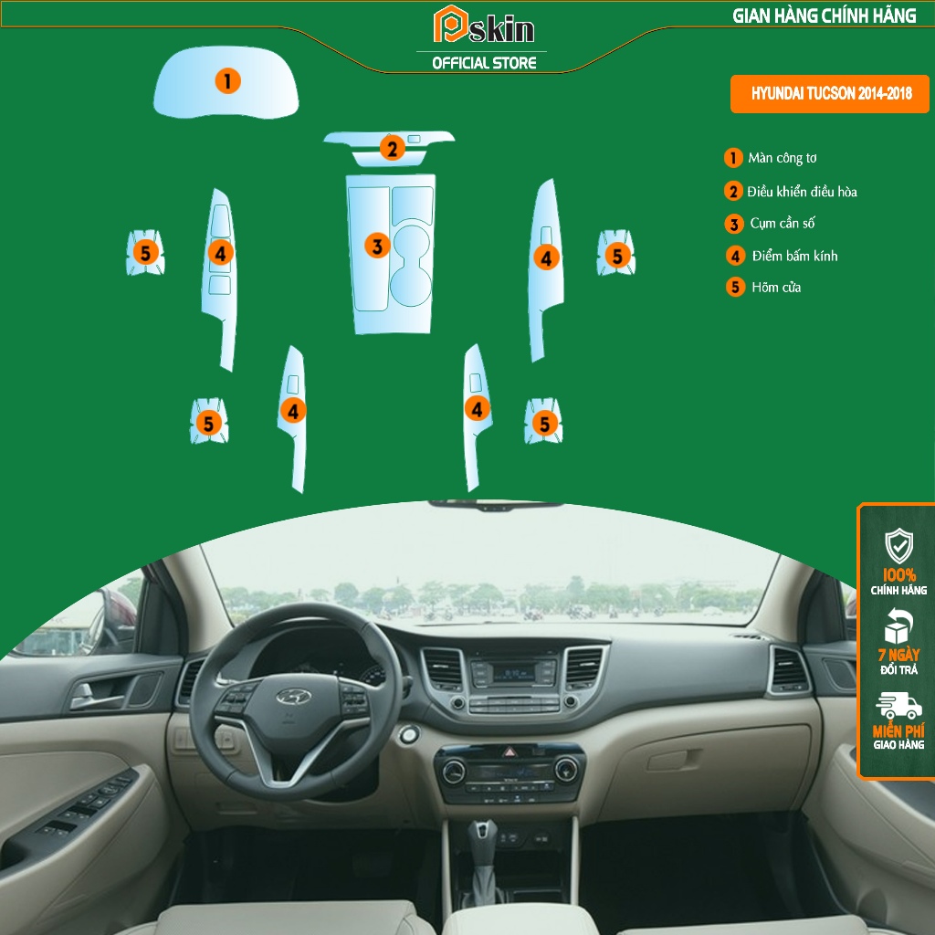 [ Hyundai Tucson 2014-2018 ] Dán PPF trong suốt bảo vệ nội thất xe Hyundai Tucson 2014-2018