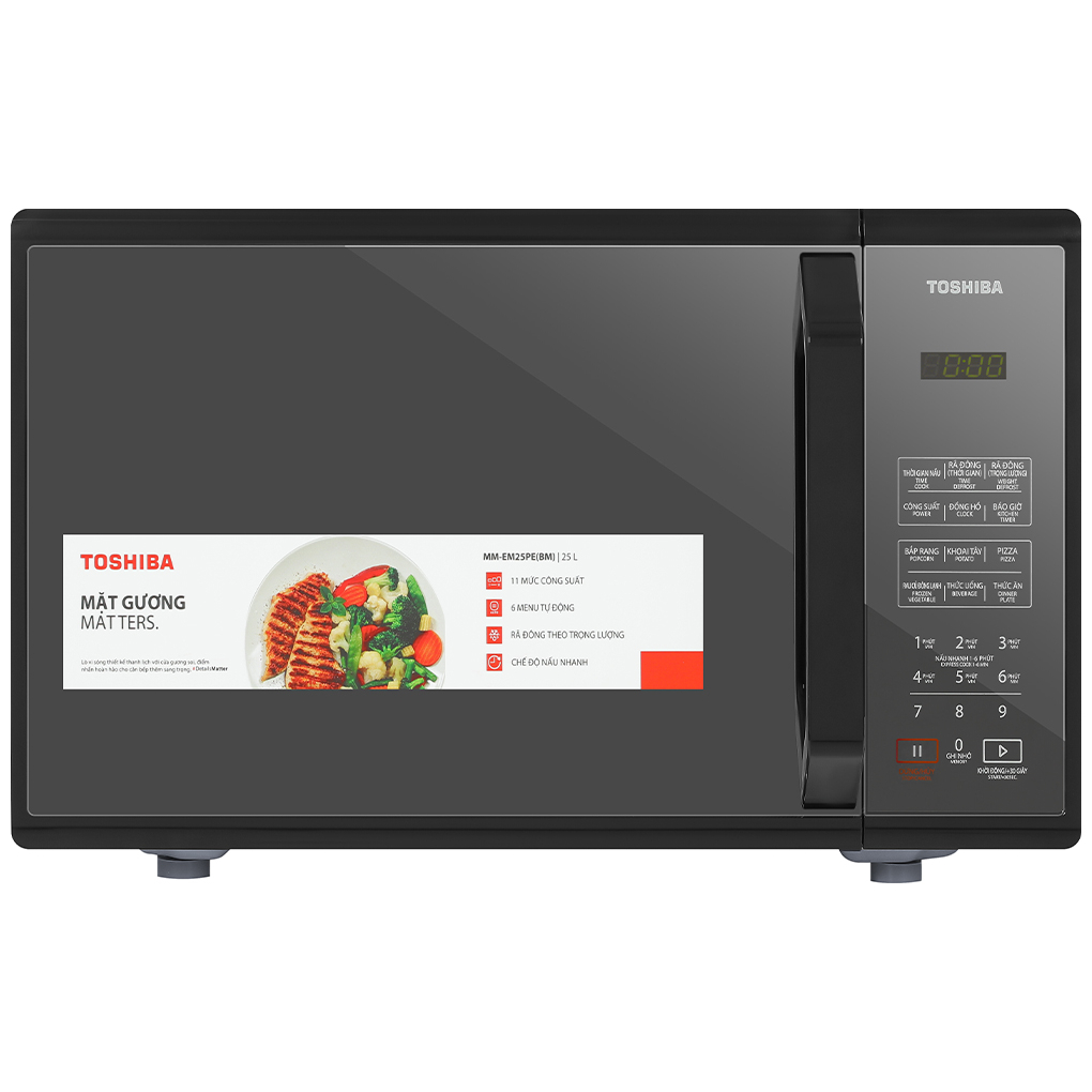 Lò vi sóng 25L Toshiba MM-EM25PE(BM) - Điều khiển cảm ứng, Công suất 800W - Hàng chính hãng