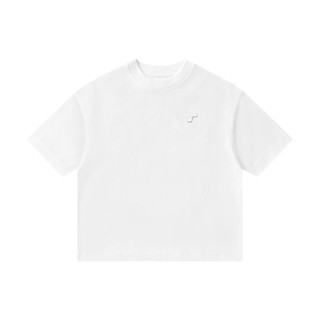 Áo thun basic ross trắng logo kim loại 280gsm - r ic basic white t-shirt - ross studio