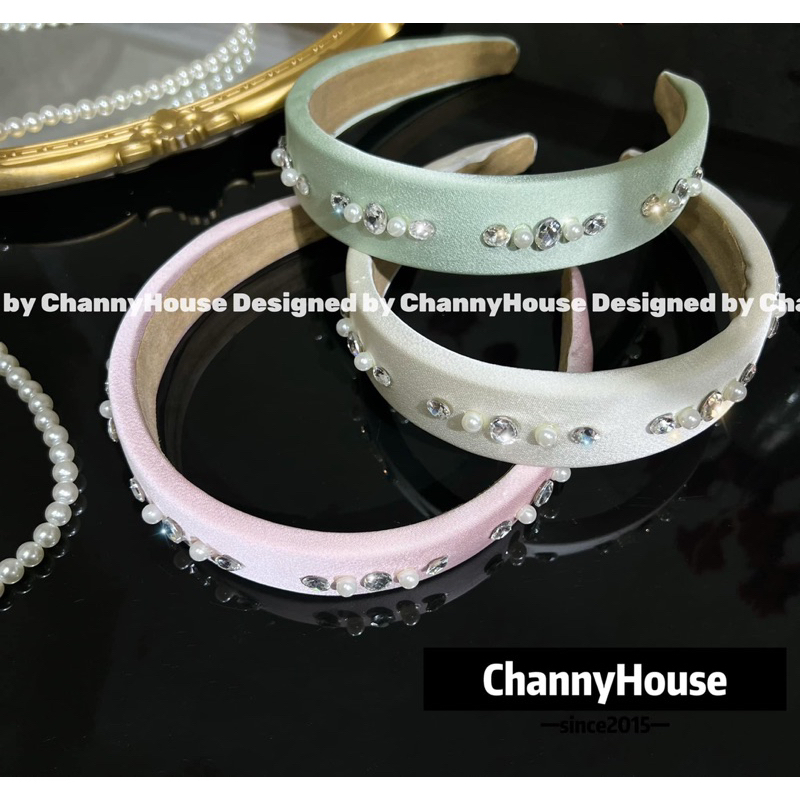 Bờm/cài tóc mấn đính đá trai bản 3,5cm lụa satin 3 màu [ CHANNYHOUSE ]