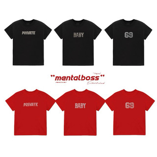 Áo thun babytee đính đá Mentalboss local brand cotton cao cấp màu đen đỏ